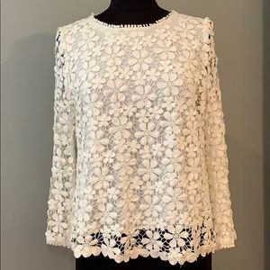 New with tags Ivory Floral Crochet Top